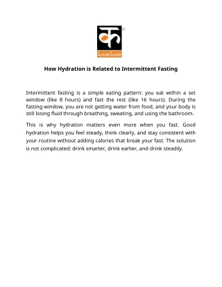 How Hydration is Related to Intermittent Fasting