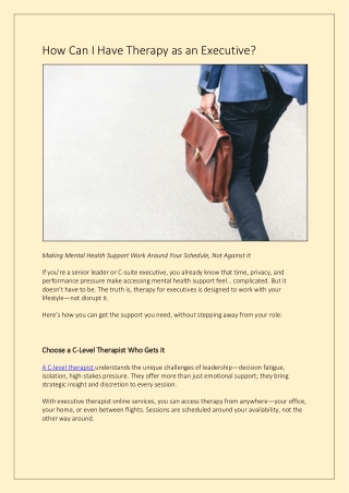 How Can I Have Therapy as an Executive