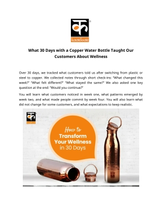 What 30 Days with a Copper Water Bottle Taught Our Customers About Wellness