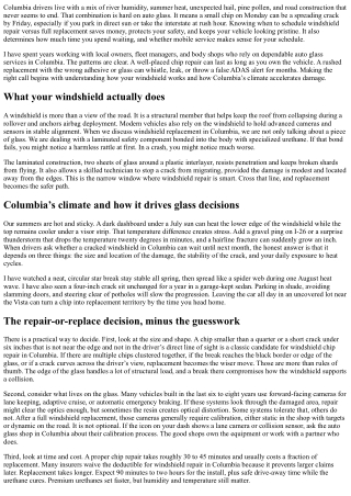 Choosing Between Windshield Repair and Replacement in Columbia