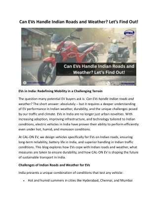 Can EVs Handle Indian Roads and Weather? Let’s Find Out!