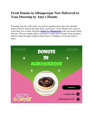 Fresh Donuts in Albuquerque Now Delivered to Your Doorstep by Amy’s Donuts
