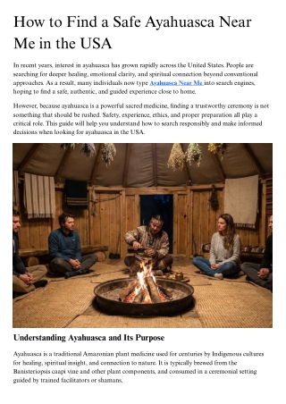 How to Find a Safe Ayahuasca Near Me in the USA