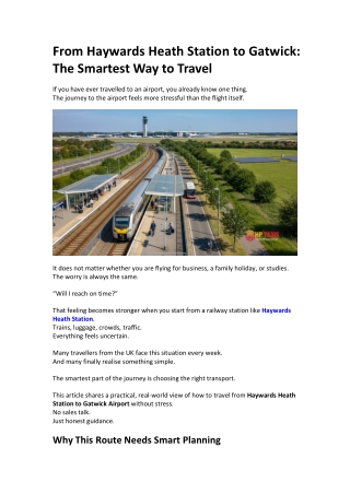 From Haywards Heath Station to Gatwick The Smartest Way to Travel
