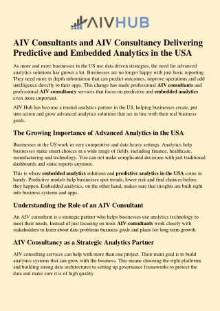 6. AIV Consultants and AIV Consultancy Delivering Predictive and Embedded Analytics in the USA (1)