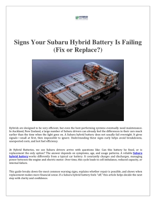Subaru hybrid battery