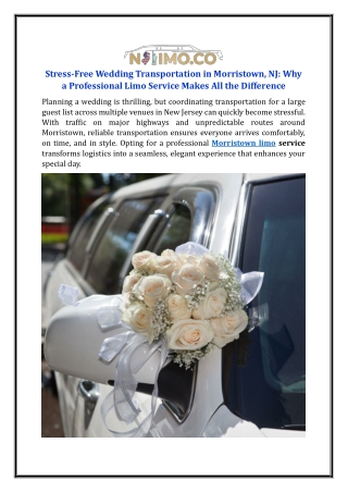Stress-Free Wedding Transportation in Morristown, NJ
