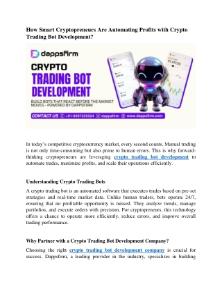 Crypto Trading Bot Development Company