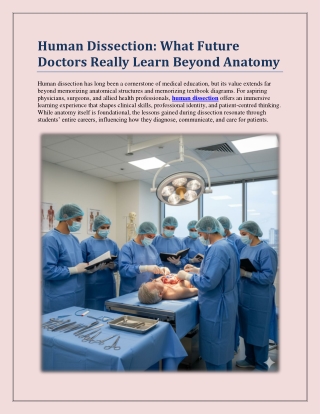 Human Dissection: What Future Doctors Really Learn Beyond Anatomy