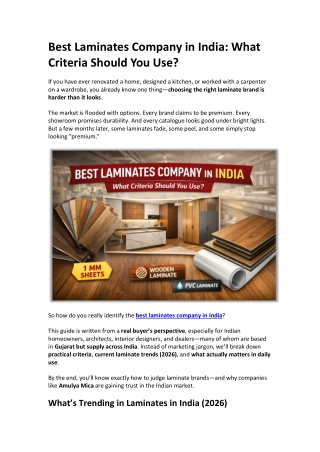 Best Laminates Company in India What Criteria Should You Use