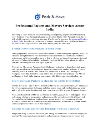 Fast Booking: Trusted Packers and Movers Bangalore