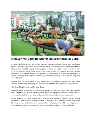 Discover the Ultimate Stretching Experience in Dubai