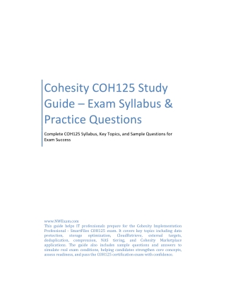 Cohesity COH125 Study Guide – Exam Syllabus & Practice Questions