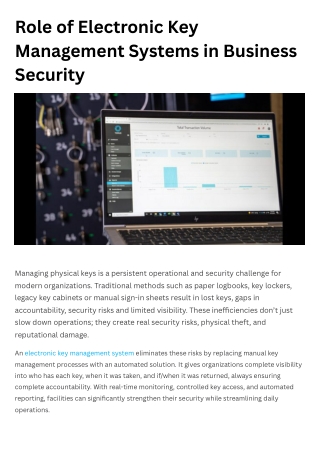 Electronic Key Management Systems: Features, Uses & Advantages