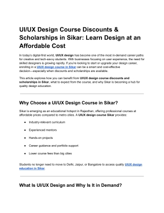 UIUX Design Education in Sikar – Learn with Discounts & Certification