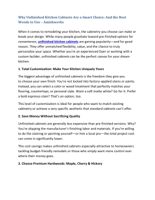 Why Unfinished Kitchen Cabinets Are a Smart Choice And the Best Woods to Use – Amishwerks