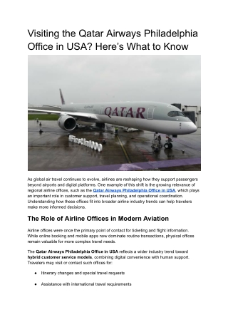 Visiting the Qatar Airways Philadelphia Office in USA