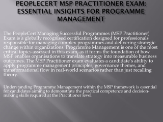 PeopleCert MSP Practitioner Exam: Essential Insights for Programme Management