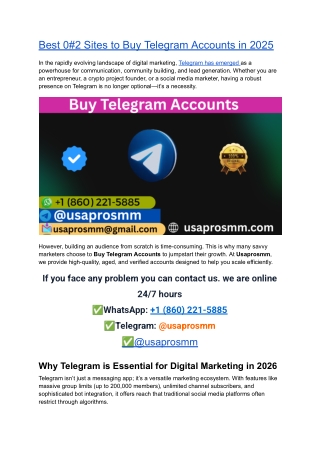 Best 0#2 Sites to Buy Telegram Accounts in 2025