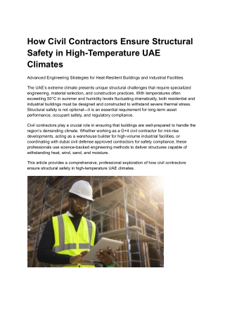 How Civil Contractors Ensure Structural Safety in High-Temperature UAE Climates