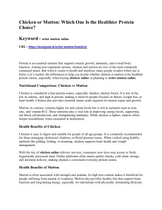 Chicken or Mutton: Which One Is the Healthier Protein Choice?