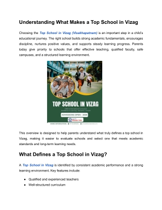 Understanding What Makes a Top School in Vizag