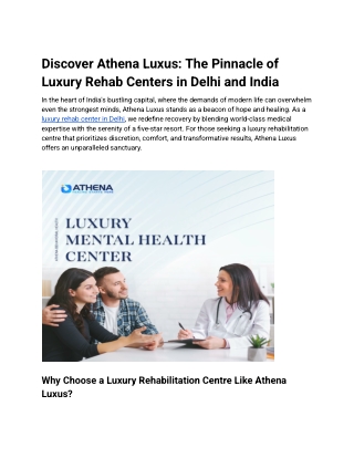 Luxury Rehab Centers in Delhi and India