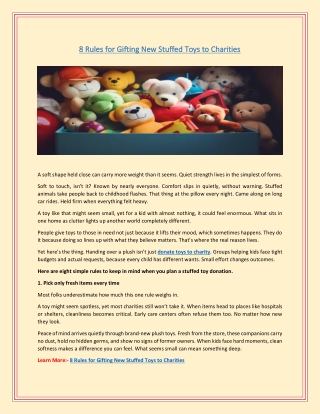 8 Rules for Gifting New Stuffed Toys to Charities