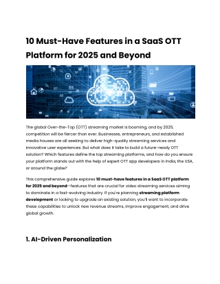 10 Must-Have Features in a SaaS OTT Platform for 2025 and Beyond