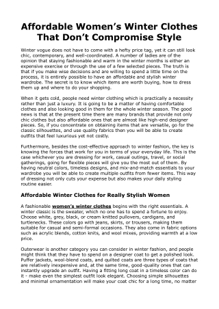 Affordable Women’s Winter Clothes That Don’t Compromise Style