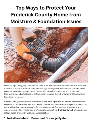 Top Ways to Protect Your Frederick County Home from Moisture & Foundation Issues