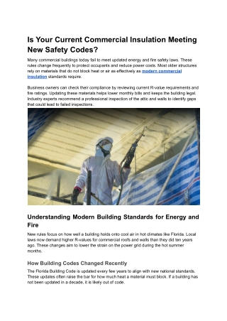 Is Your Current Commercial Insulation Meeting New Safety Codes