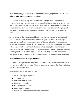 Document Storage Services in Ahmedabad_ Secure, Organized & Hassle-Free Solutions for Businesses and Individuals