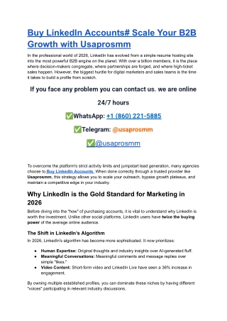 Buy LinkedIn Accounts# Scale Your B2B Growth with Usaprosmm