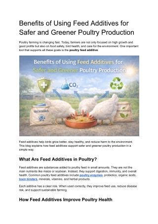 Benefits of Using Feed Additives for Safer and Greener Poultry Production