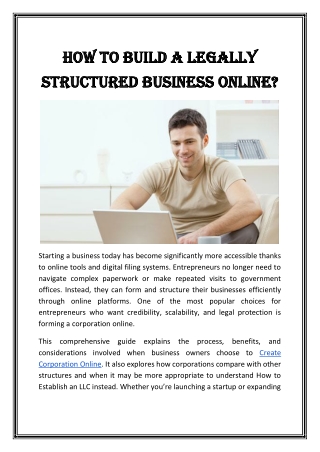 How to Build a Legally Structured Business Online