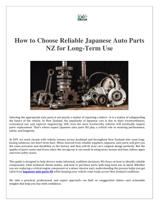 Japanese auto parts NZ