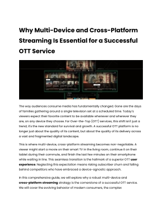 Why Multi-Device and Cross-Platform Streaming Is Essential for a Successful OTT Service