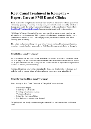 Root Canal Treatment in Kompally