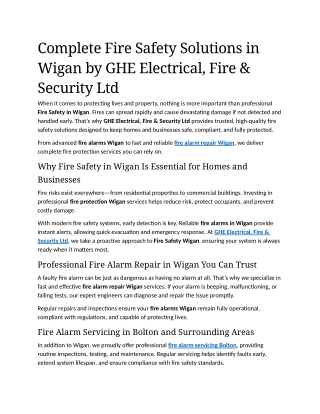 1- Complete Fire Safety Solutions in Wigan by GHE Electrical, Fire & Security Ltd