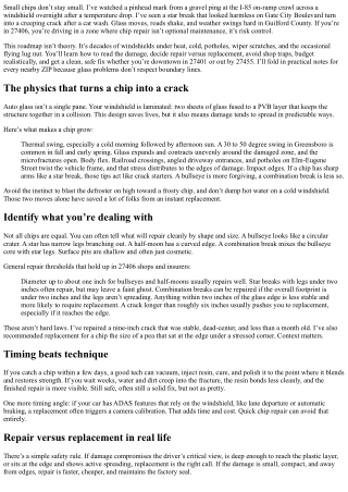 Your 27406 Auto Glass Roadmap: Fix Chips Before They Spread