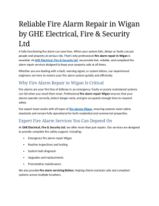 2- Reliable Fire Alarm Repair in Wigan by GHE Electrical, Fire & Security Ltd