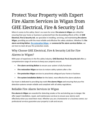 3- Protect Your Property with Expert Fire Alarm Services in Wigan from GHE Electrical, Fire & Security Ltd