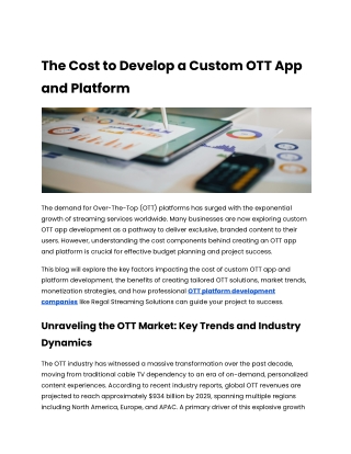 The Cost to Develop a Custom OTT App and Platform