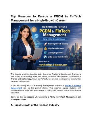 PGDM in FinTech Management for a High-Growth Career
