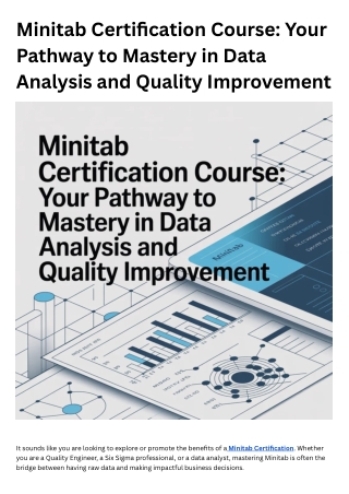 Minitab Certification Course Your Pathway to Mastery in Data Analysis and Quality Improvement