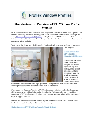 Strong UPVC Reinforcement Profiles for Stability