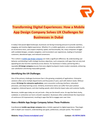 Transforming Digital Experiences_ How a Mobile App Design Company Solves UX Challenges for Businesses in Dubai