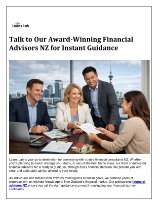 Talk to Our Award-Winning Financial Advisors NZ for Instant Guidance