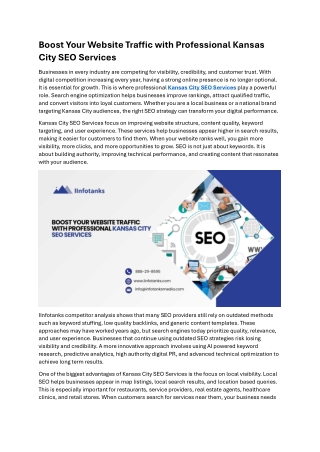 Boost Your Website Traffic with Professional Kansas City SEO Services
